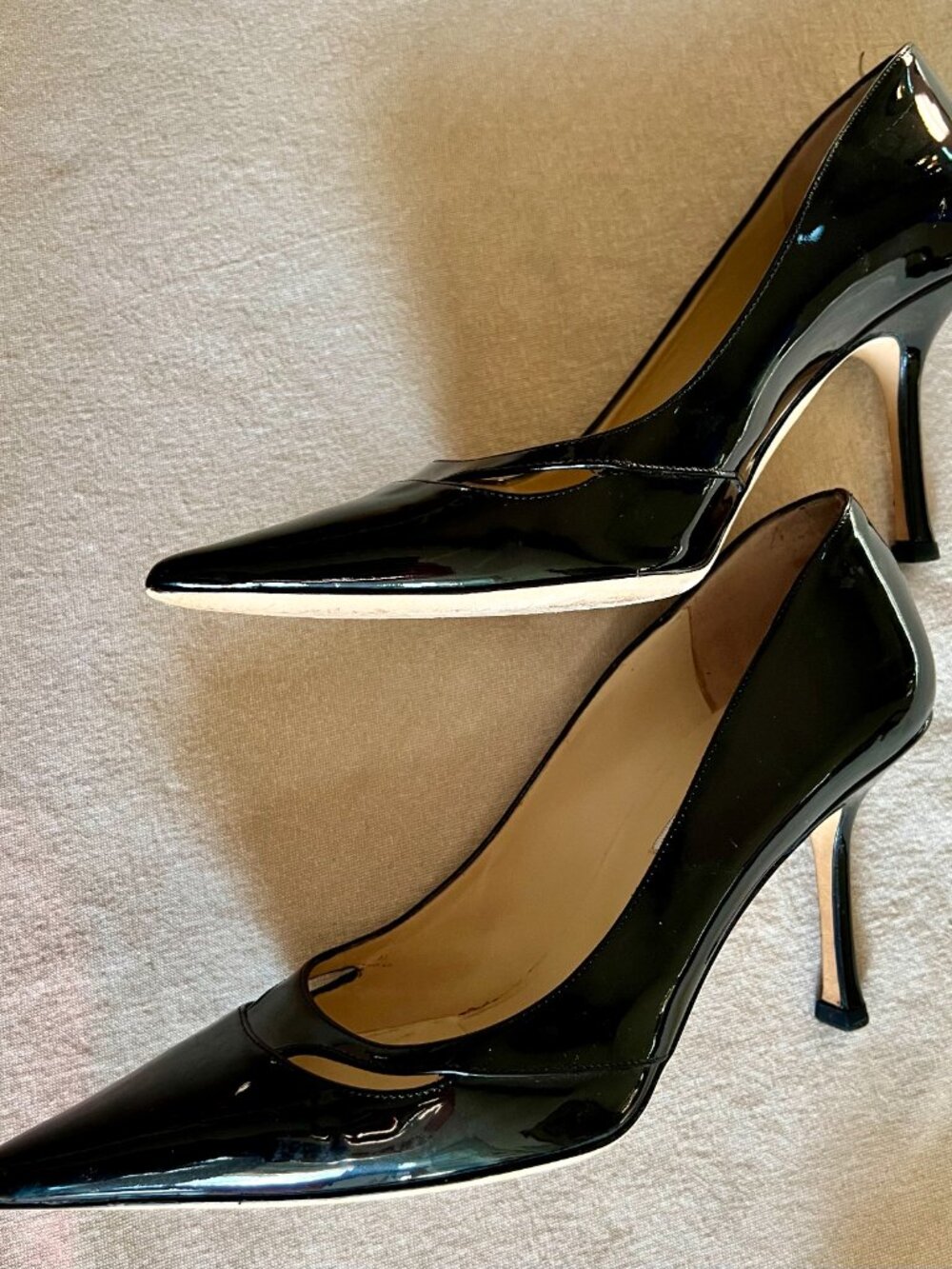 Jimmy Choo Black Patent Leather Pointed Toe Pumps Size 39 Made in Italy - Picture 3 of 9
